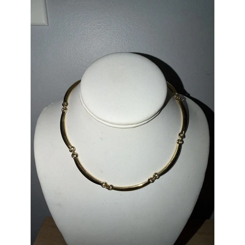VINTAGE Gold Tone Articulated Link Necklace Sectioned Bars